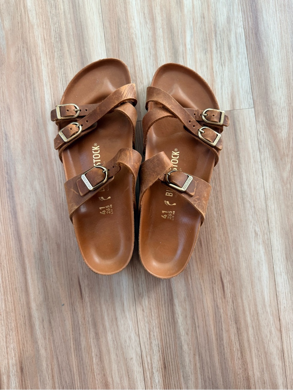 Birkenstock Kumba Size EU 41 US L10 M8 Brown Oiled Leather Ankle Strap Sandals
